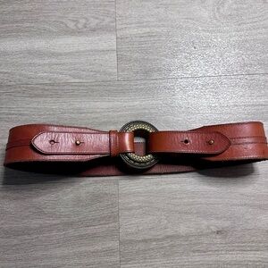 Ralph Lauren Brown Leather Belt with Gold Buckle
